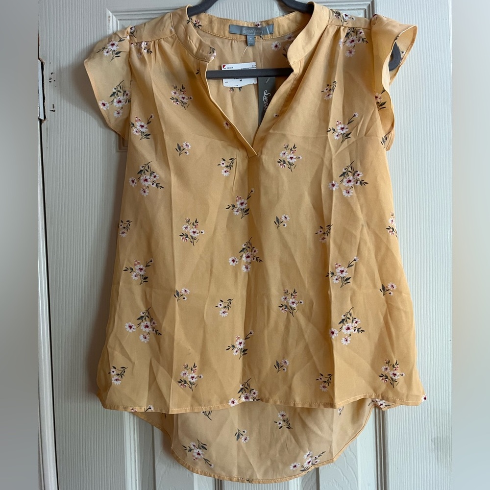 Sweet rain yellow floral blouse
